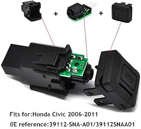 Aux Port for Honda Civic 39112-SNA-A01 Auxiliary Input Adapter Replacement Audio Input Jack Radio Kit Car Repair Parts for Honda Civic 2006 2007 2008 2009 2010 2011