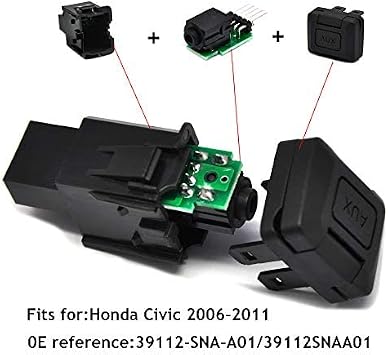 Aux Port for Honda Civic 39112-SNA-A01 Auxiliary Input Adapter Replacement Audio Input Jack Radio Kit Car Repair Parts for Honda Civic 2006 2007 2008 2009 2010 2011