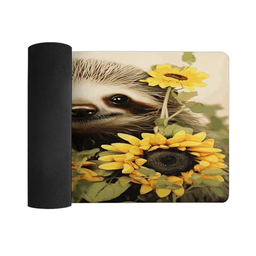 Sloth Sunflower Desk Pad Rubber Base 30x60 cm miniatura 3