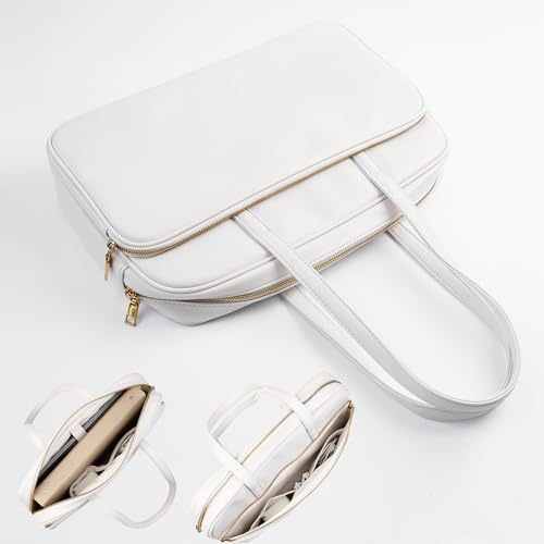 Laptop Tote for Men & Women 14Inch Computer Bags Briefcase Business Office Travel Work Handbag Carrying Bag with Large Front Pocket Color White2