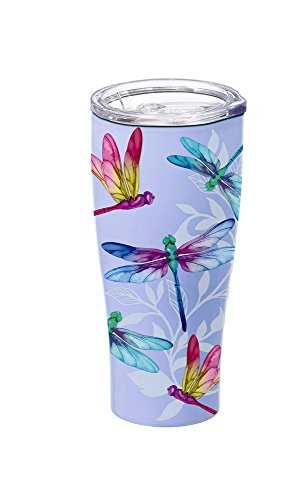Cypress Home Dragonfly Stainless Steel Hot Beverage Travel Cup, 17 ounces