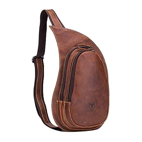 Yangmg Paquete de la Cintura BULLCAPTAIN Bolsos de Hombro for Hombre de Cuero en el Pecho