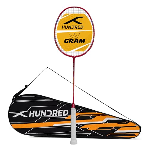Hundred Energy Burst 18 Strung Badminton Racket with Full Cover (Red, 77 g)