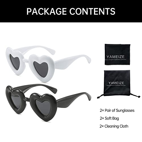 YAMEIZE Vintage Heart Shaped Sunglasses - Unique Punk Inflated Sun Glasses Thick Frame Party Love Glasses for Women Men3