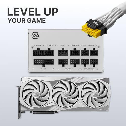 MSI Alimentatore da gioco Mag 850GL PCIE 5 Bianco - Full Modular - 80 Plus Gold Certificato 850W - Dimensioni compatte - ATX PSU - Alimentatore - Immagine 3