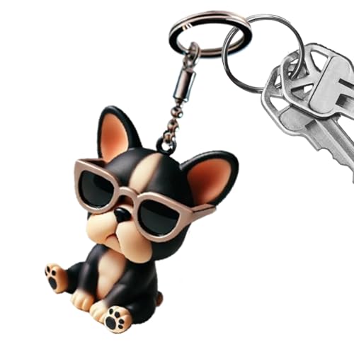 Générique Bulldog francese ornamento, 3D acrilico portachiavi, 7,5 cm cane borsa fascino, divertente ciondolo accessorio, accessorio zaino ideale per ragazzi e amanti del bulldog animali, b, Se
