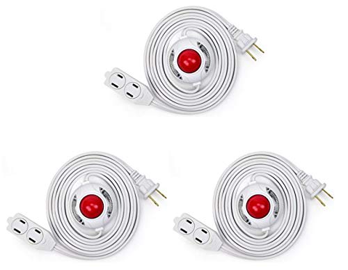 electes 3 outlet extension cord with hand/foot switch and light indicator with safety twist-lock, 16/2, white, ul listed (3 pack)…