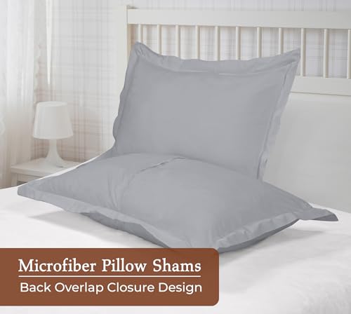 Image of Royale Linens Pillow Shams 2 Pack Queen Size 20x30 Inch - Brushed 1800 Microfiber - Bed Pillow Shams, Wrinkle Resistant Super Soft and Cozy - Back Overlap Closure - Oxford Pillowcase (Queen, Silver)