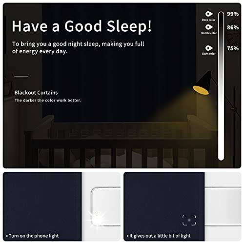 Image of Easy-Going Blackout Curtain Cloth for Bedroom, Solid Thermal Insulated Grommet and Noise Reduction Hanging Window Drapes, Room Darkening Curtains for Living Room, 2 Panels (42x63 in, Navy)