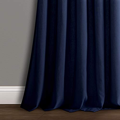 Lush Decor Navy X 45 1 Burlap Knotted Tab-Top Window Curtain Panel Pair (84" x 45"), W 45" x L 84" (2 Panels) - Image 4