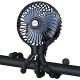 Pram Fan Clip on Stroller Portable Baby Buggy Fan Cooling Accessories,Battery Rechargeable Personal Travel Fans Pushchairs Crib Bed Treadmill Bike Seat Cooling Essentials for Pram Sun Shade/Parasol