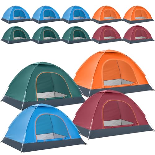 Woanger 10 Pack Bulk 2 Person Camping Tents for Homeless Lightweight Outdoor Tent with Rain Fly and Carrying Bag Waterproof Windproof Setup Pop Up for Homeless Camping Backpacking(Multicolor)