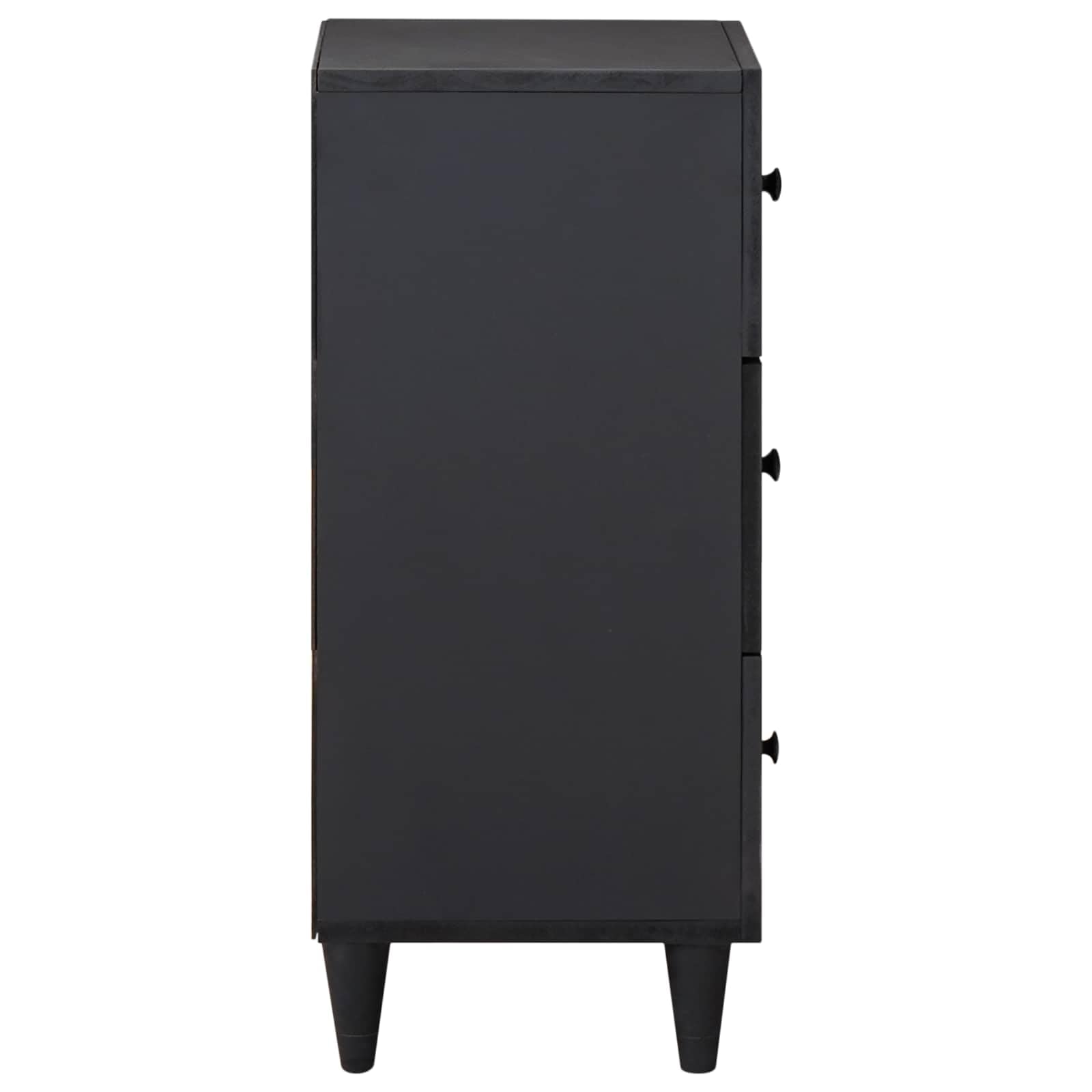 Stauraumschrank aus massivem Mango-Holz 40 x 33,5 x 75 cm, mehrfarbig mit floralem Muster, Tür und Schublade, vielseitiges Sideboard für Wohnzimmer, Medien, DVD, Vinyl und Gaming Zubehör