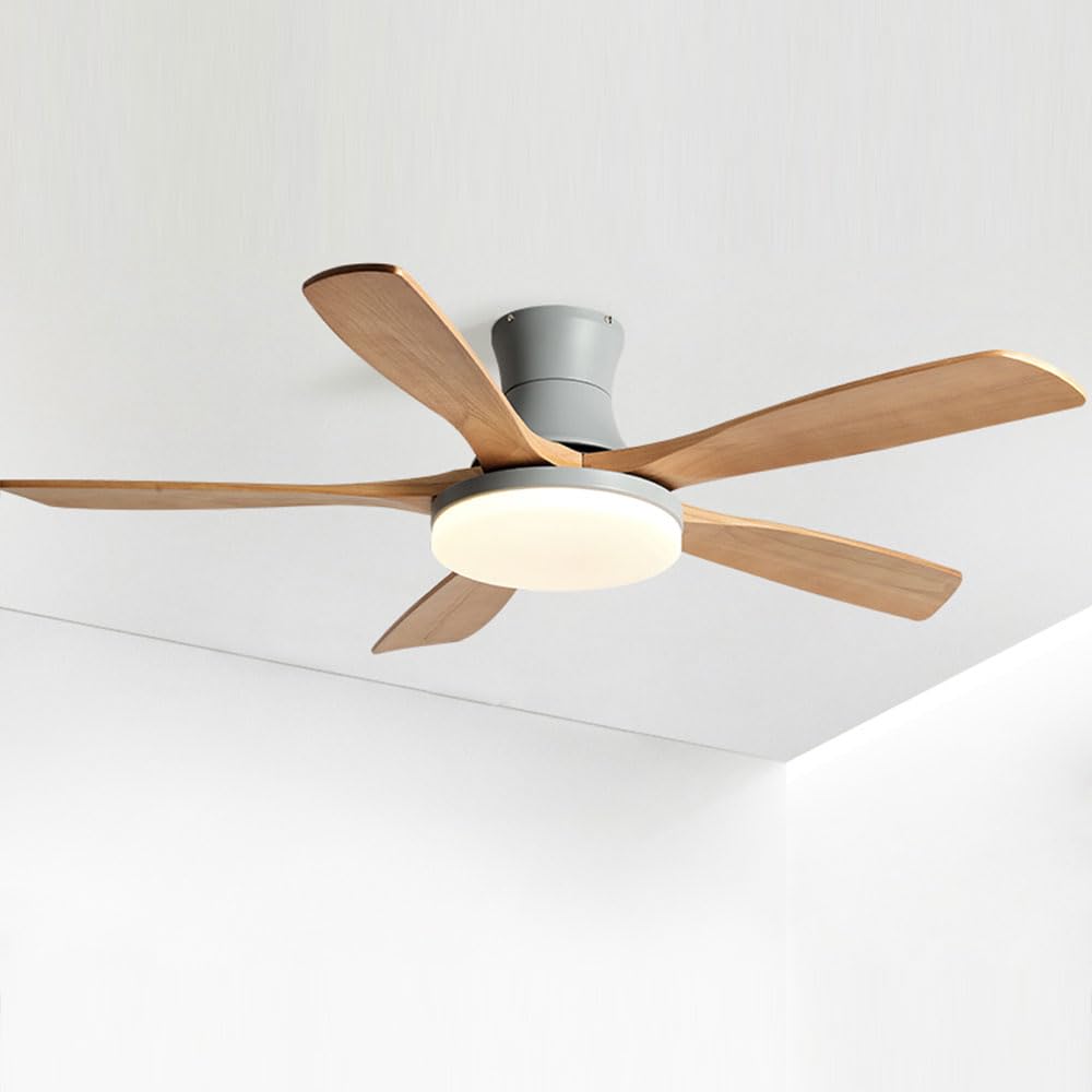 Ventilateur de plafond avec lumière LED et télécommande pour salon