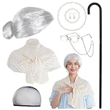 choyaxo Old Lady Costume 100 Days of School Grandma Costume Silver