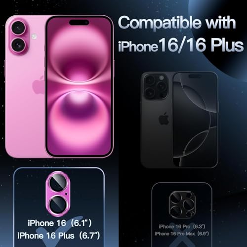 Image of NEXVEU TITANIUM Camera Lens Protector For IPHONE 16 /16 PLUS PINK UHD 9H Glass, Anti Drop, Scratch Resistant, Case Friendly, Removable, Waterproof, Heavy Duty Camera Protector, BUY 2 GET 1 FREE