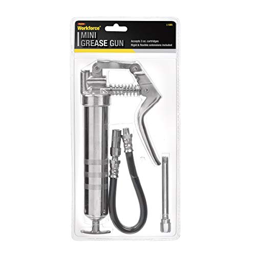 Workforce Mini Grease Gun, For 3 Oz. Cartridges, 12 In. Flexible Extension, 4 In. Rigid Extension - L1305 #TOP1