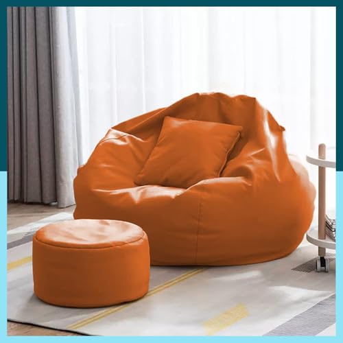 Image of Biggie Bean Bag 7XL Bean Bag Chair with Beans Filled - The Classics Bean Bag Sofa - Combo Set-Styled for Elegance with Free Cushion & Footrest (Matching Color : Yfani Orange)