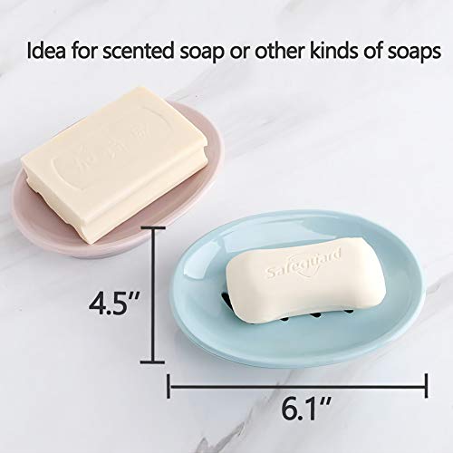 Wyok 2-Pack Soap Dish With Drain Soap Holder Easy Cleaning Soap Saver Dry Stop Mushy Soap Tray For Shower Bathroom Kitchen… (Khaki) #TOP5