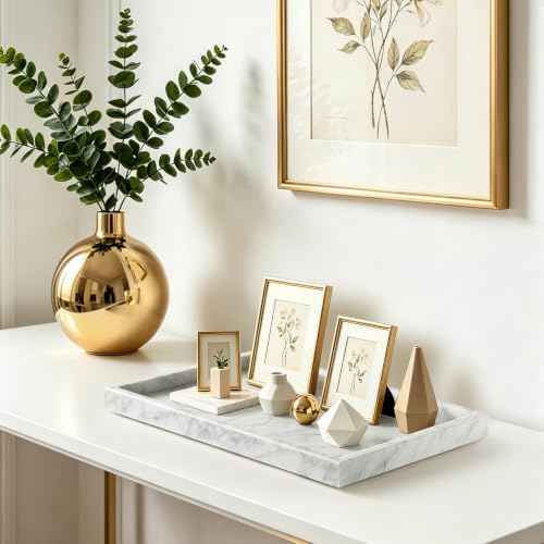 Image of Real Natural Large Marble Tray for Bathroom, Vanity, Kitchen Counter