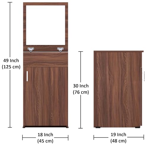 Image of FURNIFLIX Engineered Wood Home Dressing Table with Mirror and Storage Vanity Unit for Bedroom Living Room (Walnut Finish)