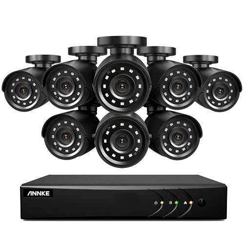 ANNKE 1080P Security Camera System 5MP Lite H.265 Surveillance DVR and (8) 1080P HD Weatherproof Camera, Easy Remote View, Smart Playback, NO Hard Drive - E200