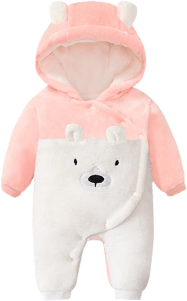 Fairy Baby Newborn Baby Snowsuit Bear Suit Romper Winter Warm Coat Infant Fleece Footie Jumpsuit for Girls Boys 0-18M