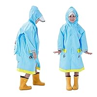 Baogaier Rain Poncho Hooded Kids Unisex Raincoat Girls Boys Waterproof Ponchos Puddle Suit Rainwear Refletive Animal Pattern Coat Cover All in one Long Jacket Age 3-12 Years