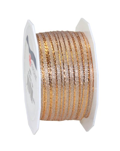 C.E. Pattberg WIEN Ruban Cadeau Doré, 50 m pour Emballer des Présents, Largeur 5 mm, Accessoire de Décoration et Bricolage, Ruban Décoratif pour Présents