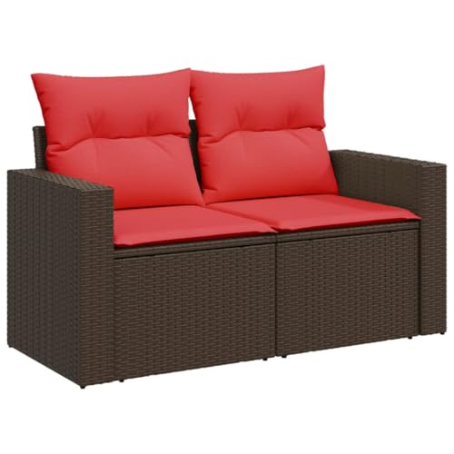 Canapé de jardin 2 places en polyrotin marron avec rangement imperméable - 3