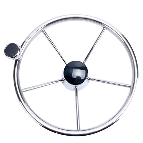 image for Amarine Made Destroyer Style Stainless Boat Steering Wheel, Marine Ste