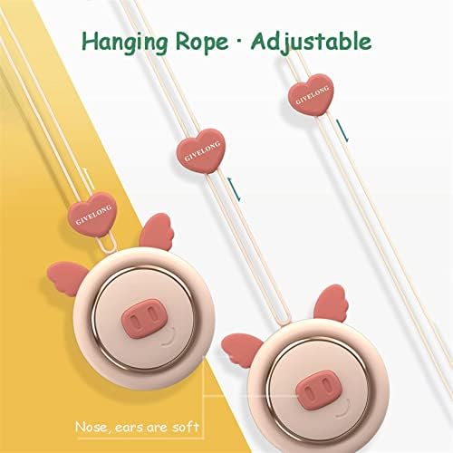 portable Handheld Fan Portable Fan portable Neck Hanging Fan with Adjustable Lanyard Rope USB Charging Rechargeable Hands Free 3 Speeds Personal Fan Small Personal Portable Fan Fans (Color (F)