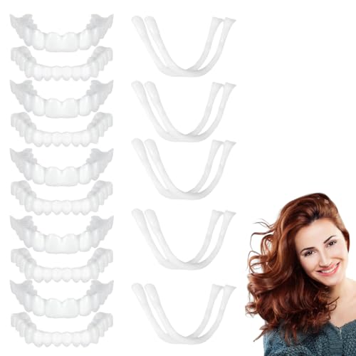 LAKPYN 5 Sätze Zahnblende,Falsche Zähne zum Aufstecken Oben und Unten,Keine Löcher Veneers Zähne zum Aufstecken,Geeignet für Männer Frauen,Zahnblende Zum Aufstecken Zähne