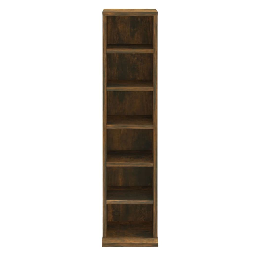 Toshilian Étagère Rangement CD/DVD, Armoire à CD Meuble de Rangement CD Armoire à CD Chêne fumé 21x20x88 cm Bois d'ingénierie