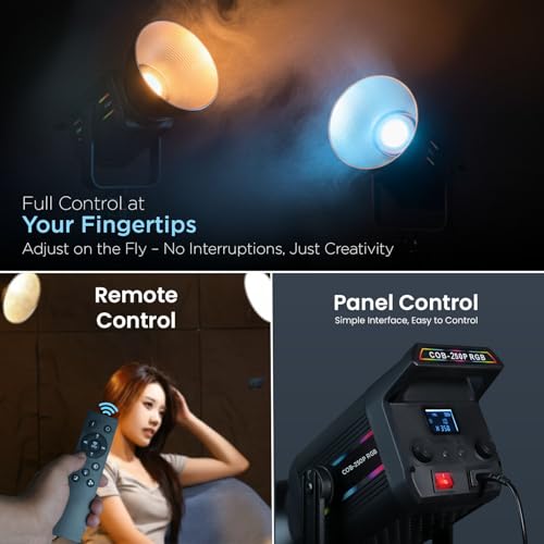 Image of HIFFIN (COB-250P) 250W RGB LED Video Light | 19,800 Lumens Brightness | 2800K-6800K Adjustable | 11 FX Modes | 10-100% Dimmable | Remote Controlled Studio Lighting for Photography & Videography