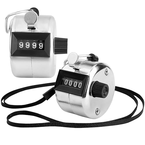 Tcipreay 2 Pack Hand Tally Counter 4-Digit Metal Mechanical Clicker