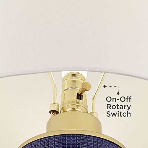 360 Lighting Gilson 24 1/2" High Modern Coastal Glam Table Lamps Set of 2 Gold Textured Blue Finish Ceramic Fabric White Shade Living Room Bedroom Bedside Nightstand House Office Home Reading - Image 5