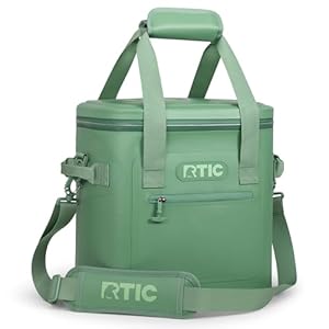 RTIC Soft Cooler 20 Can, Insulated Bag Portable Ice Chest Box for Lunch, Beach, Drink, Beverage, Travel, Camping, Picnic, Car, Trips, Floating Cooler Leak-Proof with Zipper, Sage