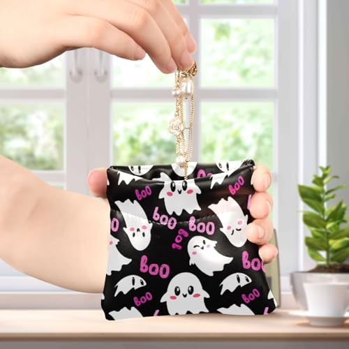 Blush Ghosts Coin Purse Leather Pouch Change Purse, Squeeze Coin Pouch for Cards, Keys & Lipsticks, Unisex4