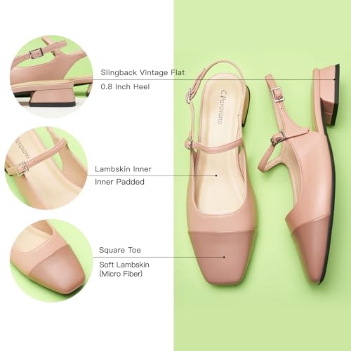 Image of C.Paravano Women's Square Toe Slingback Block Heel Sandals