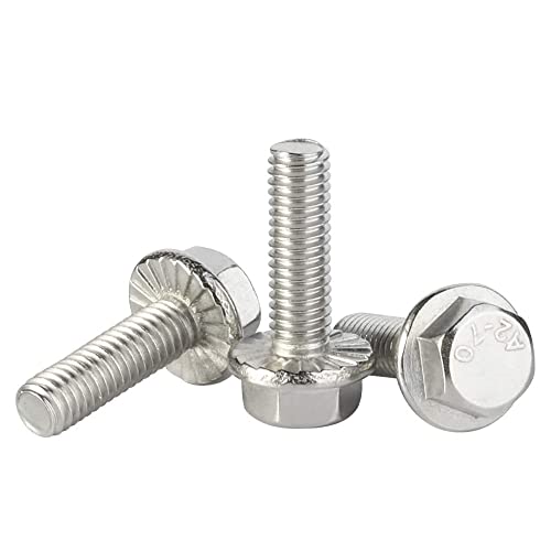 Image of M6 x 40mm Flanged Hex Head Bolts Flange Hexagon Screws, Stainless Steel A2, DIN 6921, 20 PCS