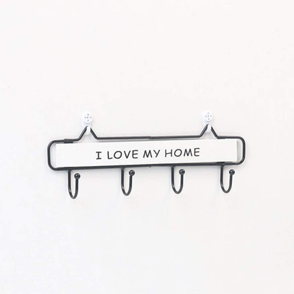 Art Key Holder Wall Free of Punch Wall Hook Simple Hanging Hanger Home Decoration Storage(Black,24cm)