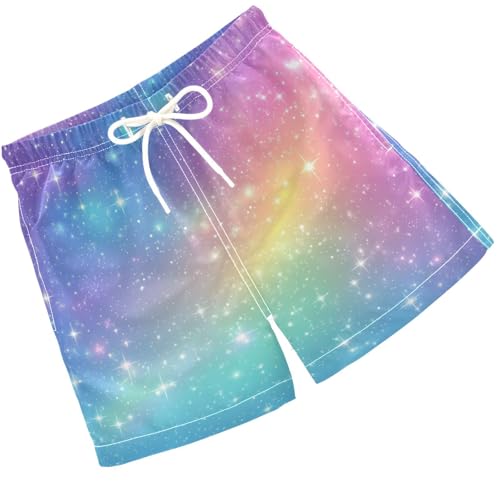 Pigsaly Boys' Swim Board Shorts Rainbow Gradient Sarry Boy's Swim Trunks Kids Swimwear S