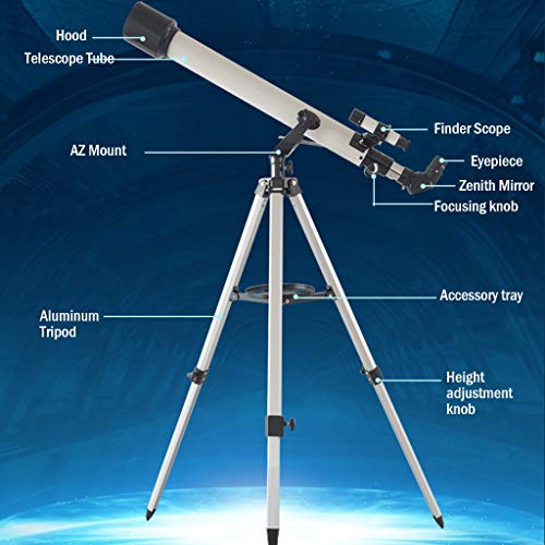 Telescopio astronómico 60MM refractor con trípode ajustable miniatura 4