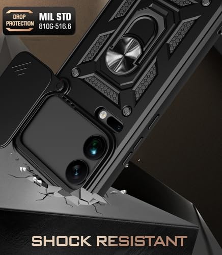 Image of Heavy Duty Back Case Cover for Xiaomi 17 Pro Max 5G, Shockproof Xiaomi 17 Pro Max Back Cover, Ring Case with Kickstand and Camera Protection Shutter - Black