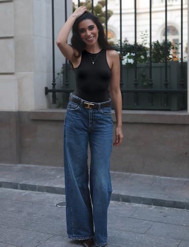 Women's Tummy Control Shapewear Bodysuit High Neck Seamless Body Shaper Sleeveless Racerback Thong Body Suit Tank4