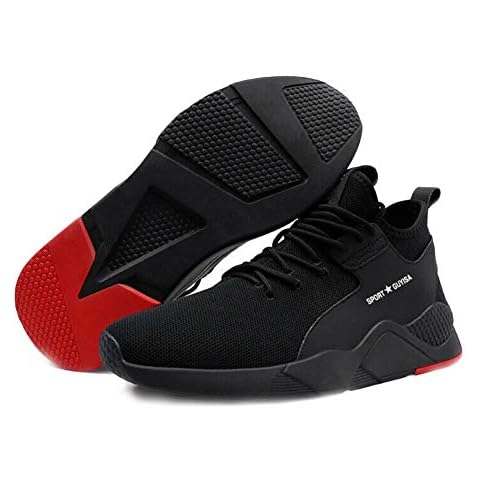 eamqrkt 1 pair of heavy trainers, safety work shoes, breathable, non-slip, puncture-proof for men. Orange Size: 8 UK Cover