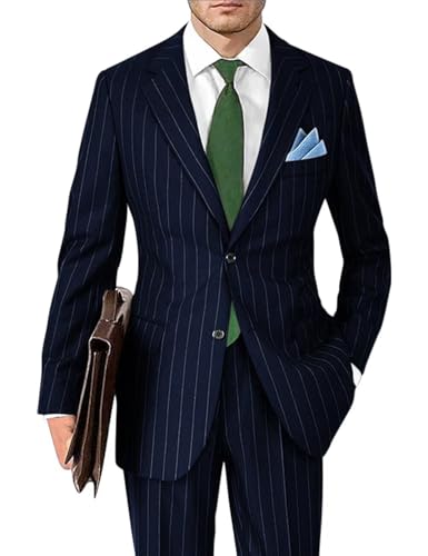 2 Piece Navy Blue Pin Stripe Suit Mens 1920s Classic