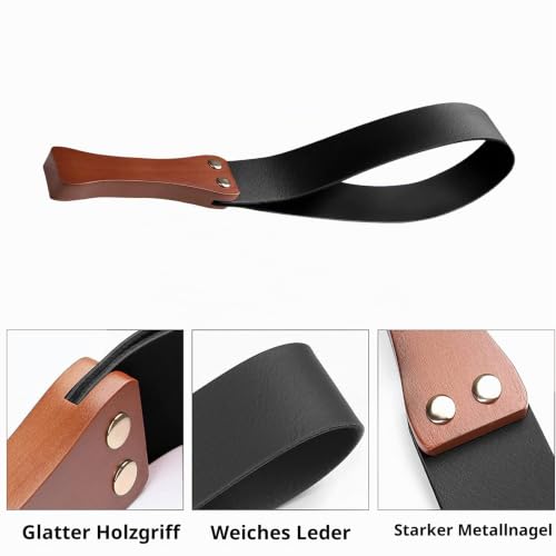 Foto von Lederpaddel mit Rutschfester Holzgriff, Reitgerte für Pferde, Hilfsmittel für das Pferdetraining, 48cm/19in Pferde Peitsche.