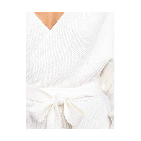 Chang Yun Women's Long Maxi Sweater Dresses Sexy Wrap Batwing V Neck Slit Open Back Holiday Bodycon Dress with Belt